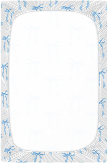 Fitted Crib Sheets Cactus and Floral Stretchy Portable Playard Sheets for Baby Toddler, Breathable Soft Mini Crib Mattress 52 x 28 in for Boys and Girls