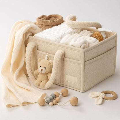 Smoochie Baby Diaper Caddy Organizer, Diaper Storage Basket for Nursery and Organization, Stylish Storage Basket for Newborn, Diapers Station, Gift for Baby Shower and Registry Must-Have