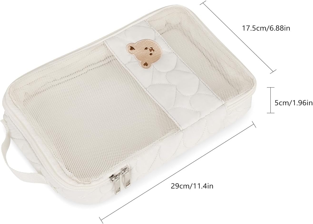 MOMIGO Baby Diaper Bag Organizer Pouches - 2 Pack Waterproof Pod Hanging Diaper Bag Cute Bear Mesh Bag Reusable, Washable or Baby Cloth Diapers