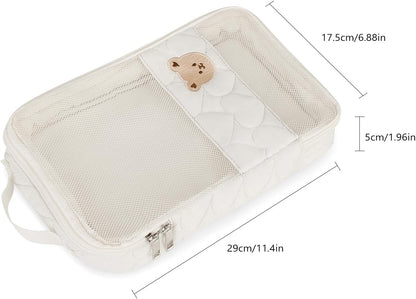 MOMIGO Baby Diaper Bag Organizer Pouches - 2 Pack Waterproof Pod Hanging Diaper Bag Cute Bear Mesh Bag Reusable, Washable or Baby Cloth Diapers