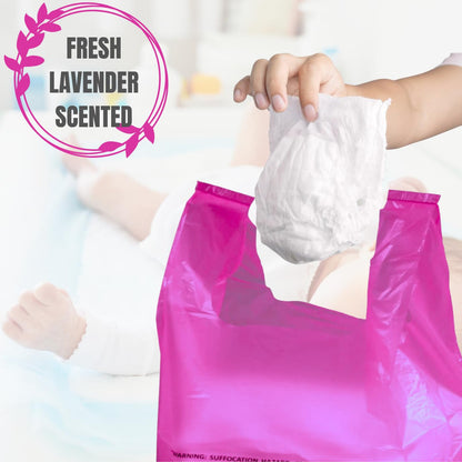 Baby Disposable Diaper Sacks (500 ct.) Fresh Baby Powder Scented Bulk Easy-Tie Diaper Sacks Nursery Trash Bags Dog Poop Bags Cat Litter Waste Bags Sanitary Pads Disposal Bags (500 Bags, Blue)