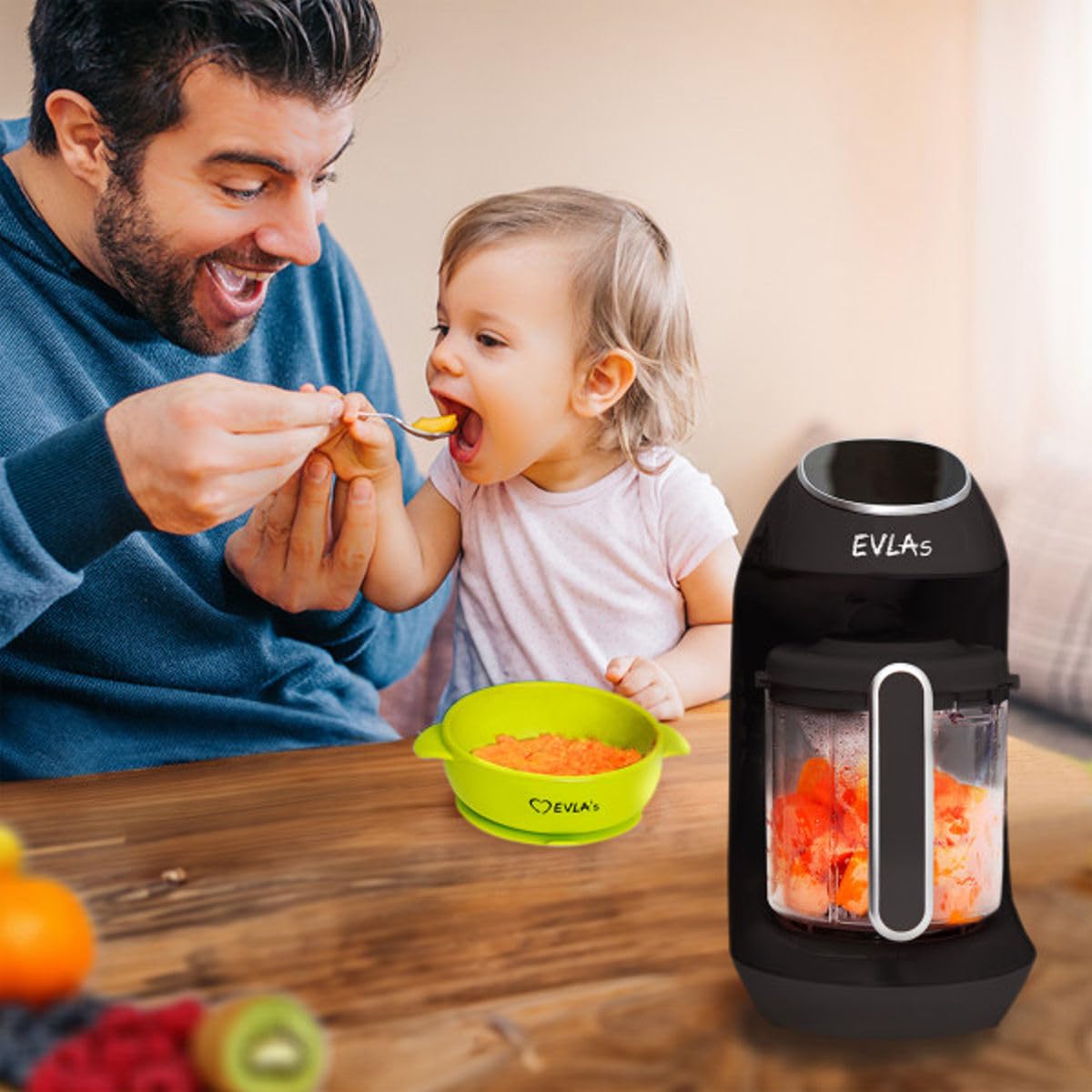 EVLA'S Baby Food Maker, Steamer, Blender, Baby Food Processor for Healthy Homemade Baby Food in Minutes, Touch Screen with 6 Reusable Food Pouches, Baby Registry Essential, White