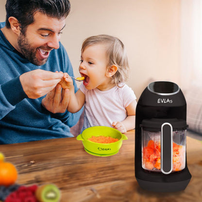 EVLA'S Baby Food Maker, Steamer, Blender, Baby Food Processor for Healthy Homemade Baby Food in Minutes, Touch Screen with 6 Reusable Food Pouches, Baby Registry Essential, White