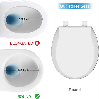 Elongated Toilet Seat with Built in Potty Training Seat, Potty Training Toilet Seat for Toddlers, Magnetic Kids Seat and Cover, Slow Close and Never Loosen, Fits both Adult and Child, White, 19"