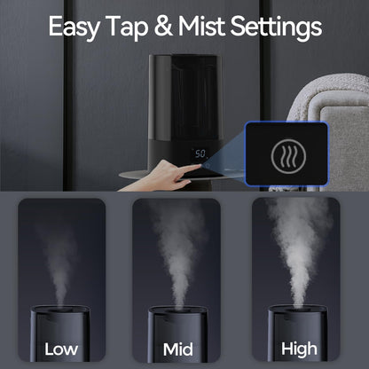 ROSEKM Humidifiers for Bedroom, 2.0L Cool Mist Humidifier for Home Plant and Baby Nursery, Quiet Ultrasonic Humidifier with 360° Nozzle, Auto Shut-Off, Filterless, Black
