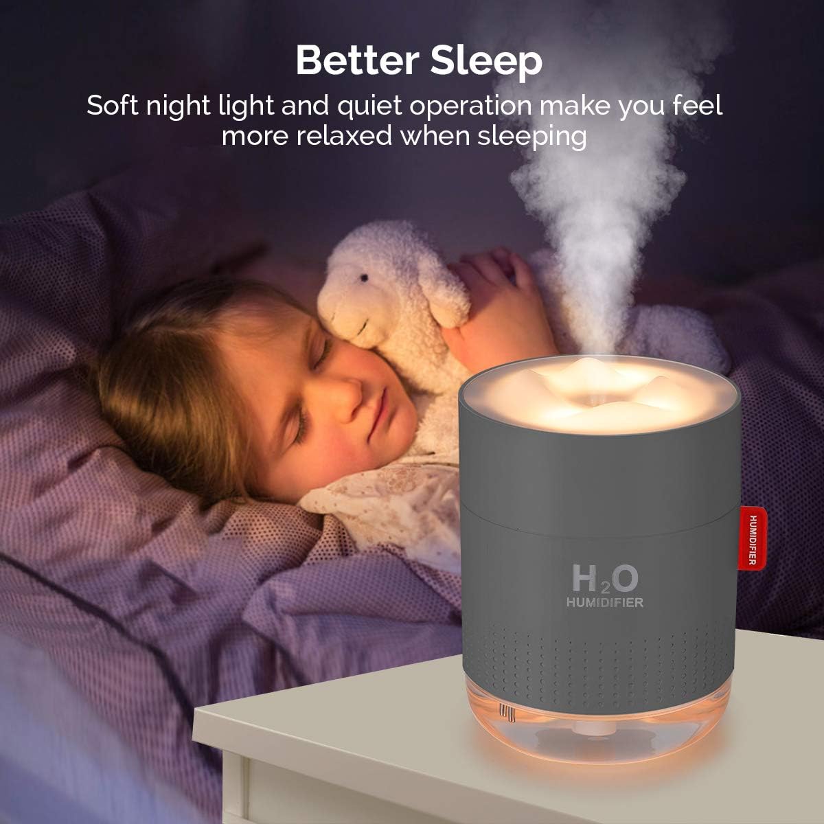 Portable Mini Humidifier, 500ml Small Cool Mist Humidifier, USB Personal Desktop Humidifiers for Baby Bedroom Travel Office Home, Auto Shut-Off, 2 Mist Modes, Super Quiet, White
