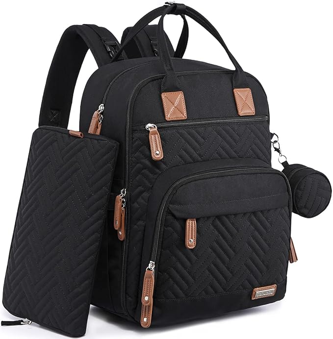 iniuniu Diaper Bag Backpack, 4 in 1 kit Large Unisex Baby Bags for Boys Girls, Waterproof Travel Back Pack with Pouch