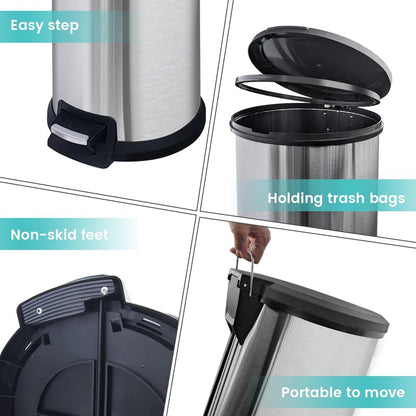 Diaper Pail, Baby Diaper Trash Can with Removal Inner Liner, Childproof Lock, Stainless Steel Garbage Pail with lid, Soft Close, Odor Control Diaper Disposal Bin, 4 Gallon Pink Diaper Can