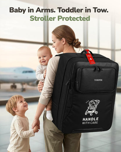 Expandable Padded Stroller Travel Bag for Airplane with Pocket