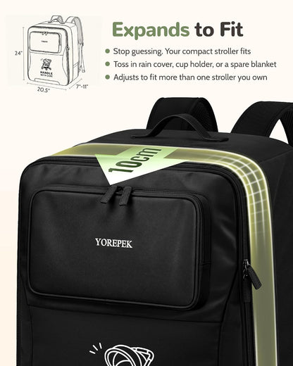 Expandable Padded Stroller Travel Bag for Airplane with Pocket