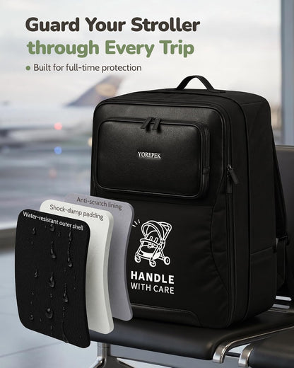 Expandable Padded Stroller Travel Bag for Airplane with Pocket