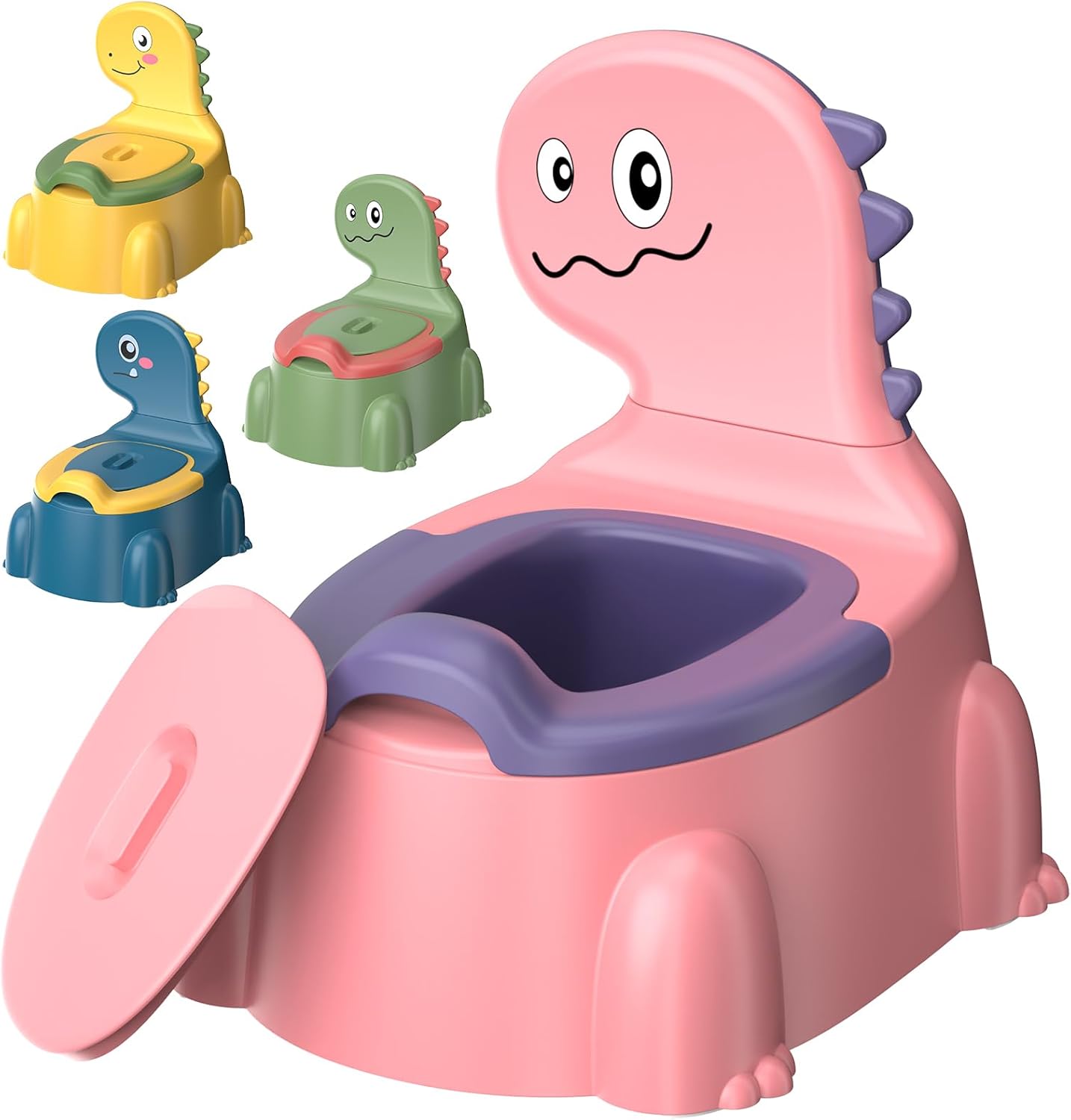 Potty Training Toilet Toddler Potty Chair Kids Boys Girls Dinosaur Animal Comfortable Potties Training Seat for Childrens Ages 1-3 Portable Baby Toilets with Lid Back Easy to Clean Potty Trainer,Blue