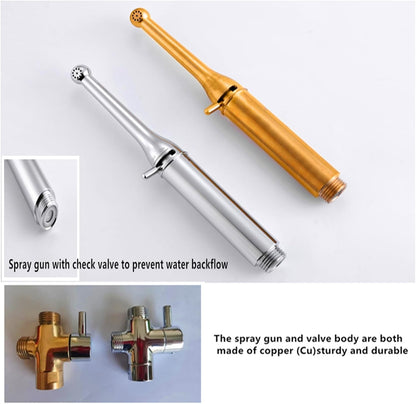 Brass Handheld Bidet Sprayer-Chrome Finish, Hot and Cold Water Mixer Valve Included，8.2inChrome Toilet Spray Gun,