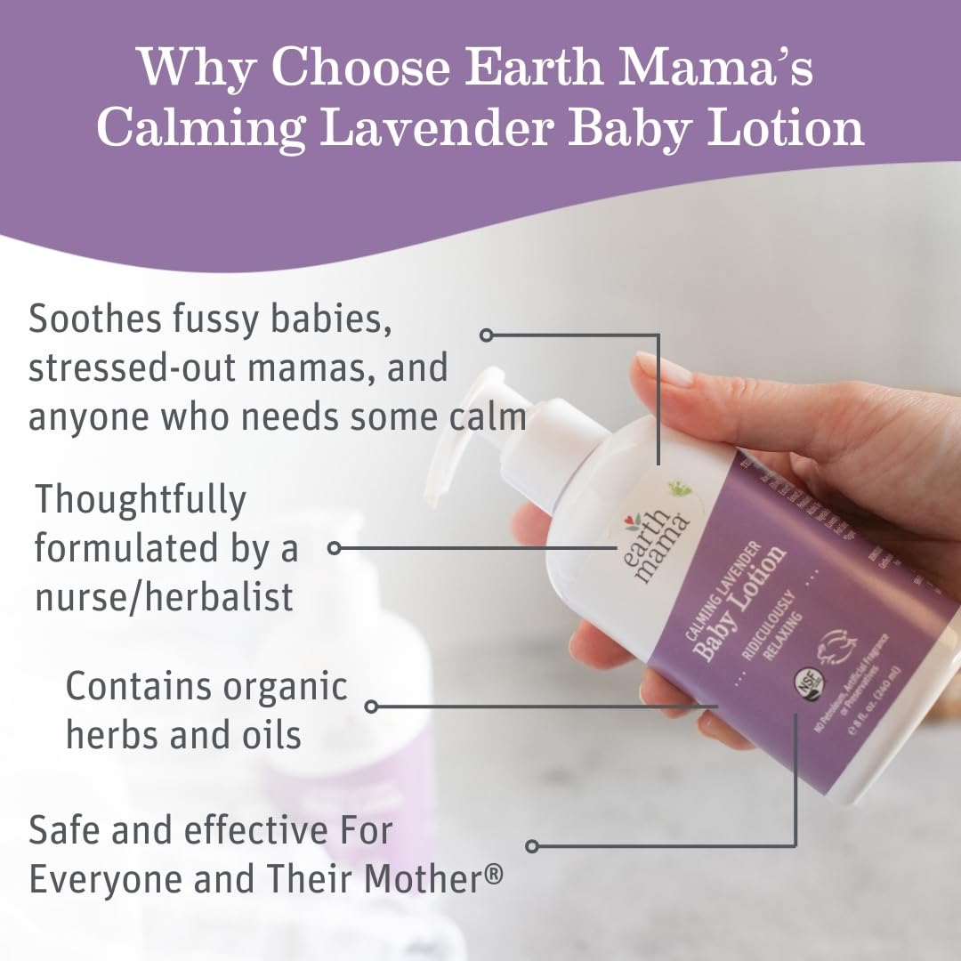 Earth Mama Simply Non-Scents Baby Lotion for Dry Skin - Calendula Cream for Newborn Skin Care - 8 oz - Fragrance Free - Infant Essentials