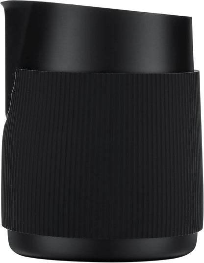 Normcore Handleless Milk Frothing Jug, Milk Pitcher 15.2 oz, Milk Frother Steamer Cup Stainless Steel Espresso Cup, Sharp Spout, Black, 450 ml