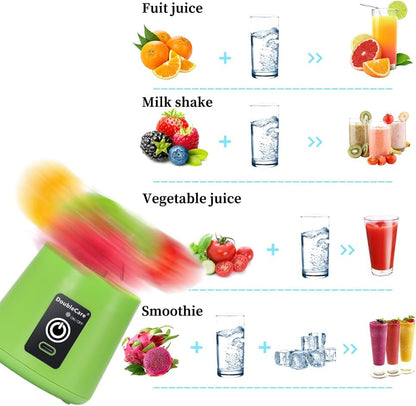 Portable Blender Cup,Electric USB Mini Juicer Blender For Shakes and Smoothies, Juice,380ml, Six Blades Great for Mixing,Black