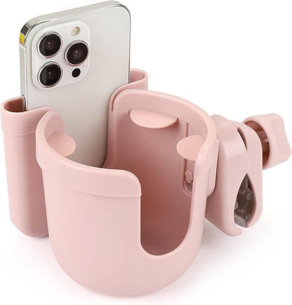 Accmor Stroller Cup Holder with Phone Holder, Bike Cup Holder, Universal Cup Holder for Uppababy Nuna Doona Strollers, 2-in-1 Cup Phone Holder for Stroller Bike Accessory