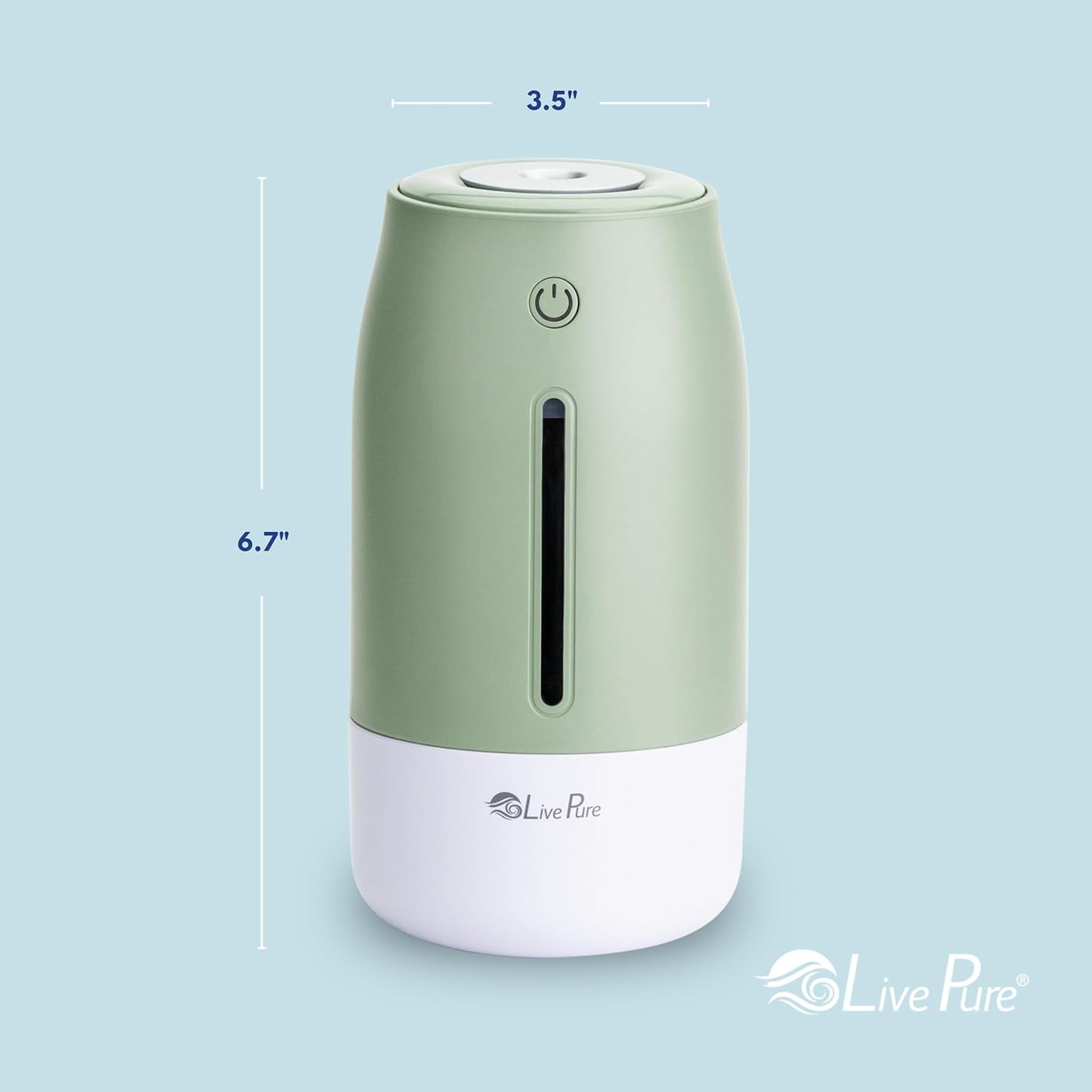LivePure Cool Mist Humidifiers for Bedroom. Small Humidifier for Babies, Nursery, Plants, Office. Ultrasonic Cool Mist Humidifier w/Quiet Operation, USB-C Rechargeable. Rose Quartz