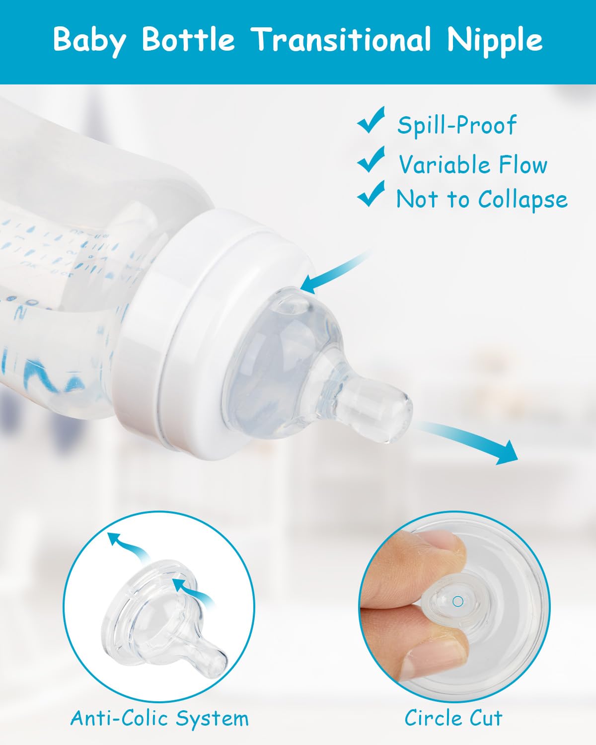 Silicone Nipple for Philips Avent Anti-Colic Baby Bottles, Flow 4, 6m+, Extra Fast Flow, 4 Count