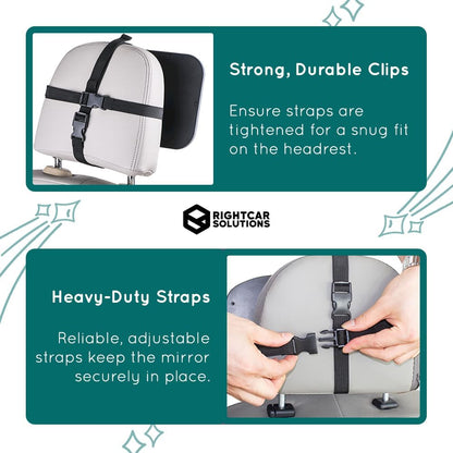 Rightcar Solutions Baby Car Mirror for Infant & Newborn | Rear Facing Car Seat Mirror | Shatterproof, Wide Crystal Clear View.