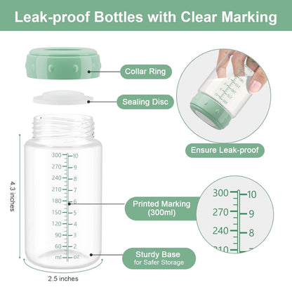 6PCS Breastmilk Storage Bottle for Momcozy Breast Milk Cooler, Wide-Neck Baby Bottles for Pumping Fit Spectra Flange, Spectra Collection Bottles for Fridge, Breastfeeding Essential, 10 oz