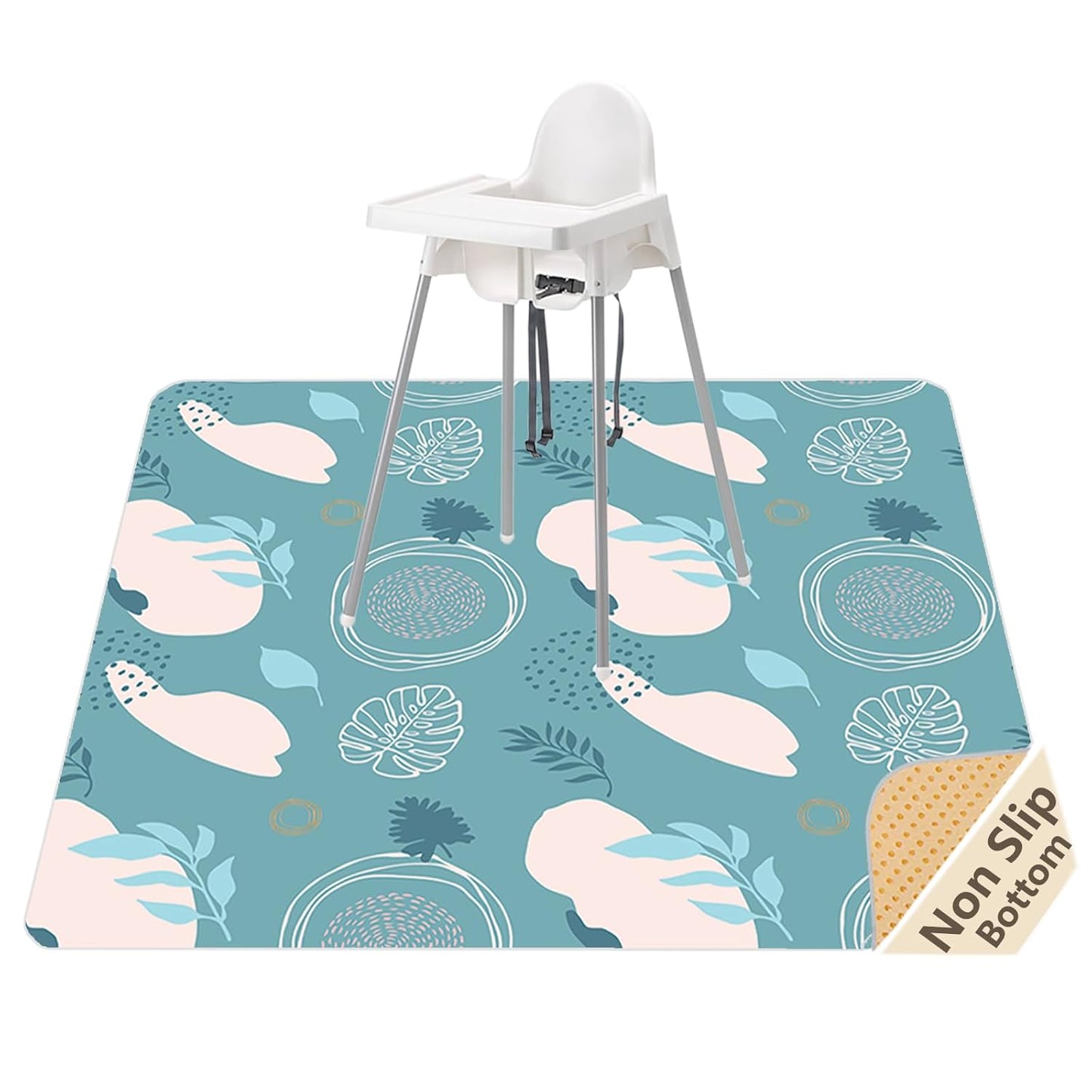 Splat Mat for Under High Chair/Arts/Crafts, Waterproof and Anti-Slip Splash Mat Floor Protector, Washable Highchair Floor Mat, 51 Inch Reusable Messy Mat and Baby Feeding Table Cloth
