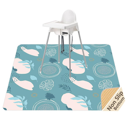 Splat Mat for Under High Chair/Arts/Crafts, Waterproof and Anti-Slip Splash Mat Floor Protector, Washable Highchair Floor Mat, 51 Inch Reusable Messy Mat and Baby Feeding Table Cloth