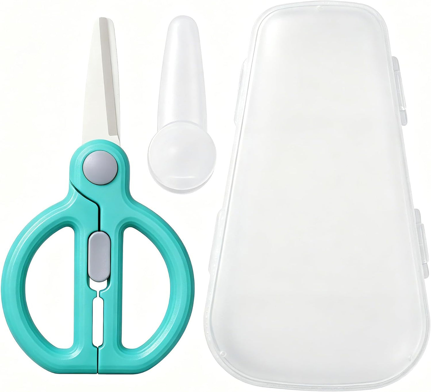 Baby Food Scissors with Travel Case, Ceramic Food Scissors Kids, Toddler Scissor with Safety Lock, Ideal for Pizza, Meats, Noodles, Vegetables, and Fruits (C)