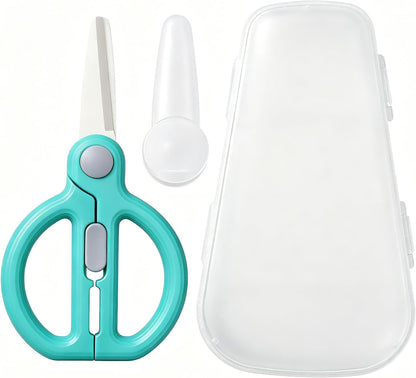 Baby Food Scissors with Travel Case, Ceramic Food Scissors Kids, Toddler Scissor with Safety Lock, Ideal for Pizza, Meats, Noodles, Vegetables, and Fruits (C)