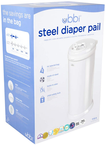 Ubbi Steel Odor Locking, No Special Bag Required Money Saving & Lavender Scented Absorbing Gel Value Pack - 3 Count Diaper Pail Odor Control for Baby Nursery