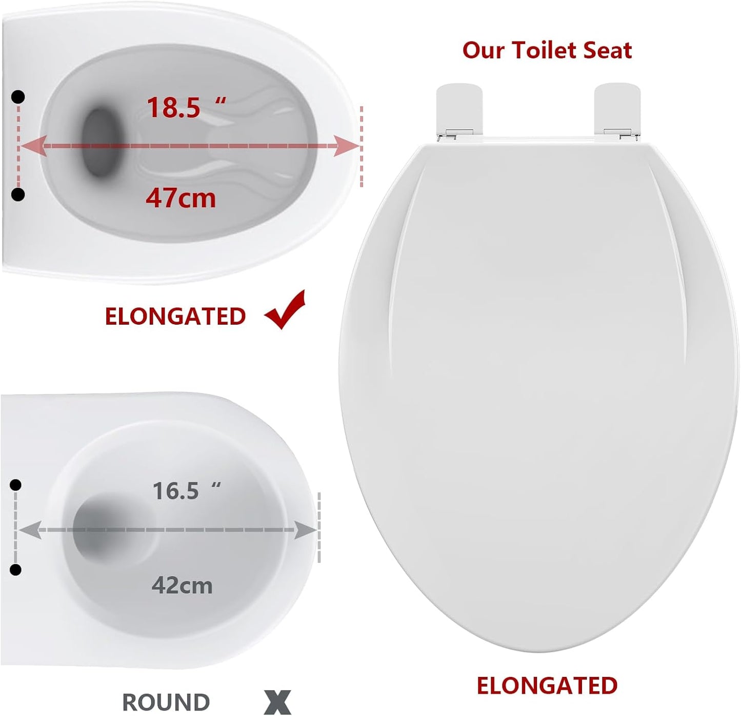Toilet Seat Round,Toilet Seat with Toddler Seat Built in, Potty Training Toilet Seat Round Fits Both Adult and Child, with Soft Close,Easy Install and Clean - White, Round
