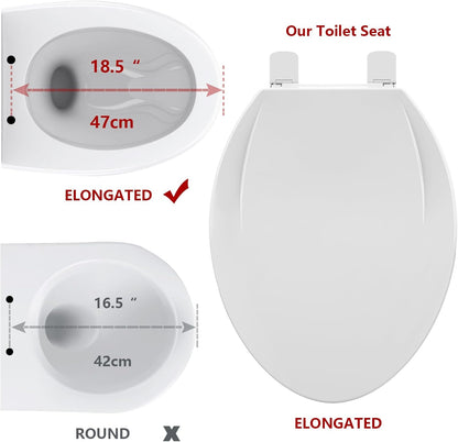 Toilet Seat Round,Toilet Seat with Toddler Seat Built in, Potty Training Toilet Seat Round Fits Both Adult and Child, with Soft Close,Easy Install and Clean - White, Round