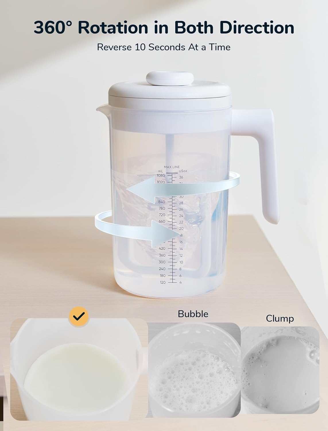 Electric Formula Pitcher, 36 oz Baby Formula Mixing Pitcher, Automatic Baby Formula Mixer, Bidirectional Stirring Breastmilk Pitcher, Locking Lid Smooth Formula Maker Milk Storage for Fridge（Green)