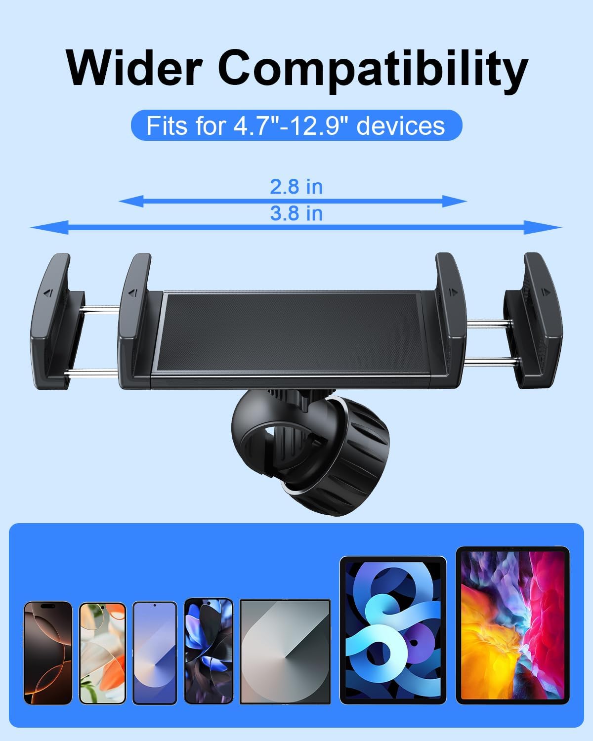 OATSBASF Stroller Phone Holder, Cell Phone Mount Pole Clamp for Baby Stroller, 360 Degree Rotation Phone Holder for Stroller Golf Cart Bike Shopping Carts, for iPhone 16 15 Pro Max 14 13, Smartphones