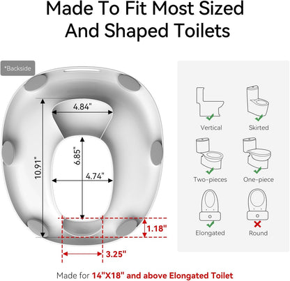 R&T Potty Training Seat for Boys and Girls, Fits Elongated Toilets, Anti-Slip Rubber and Splash Guard, Easy for Toddler Potty Training，Kids Toilet Seat