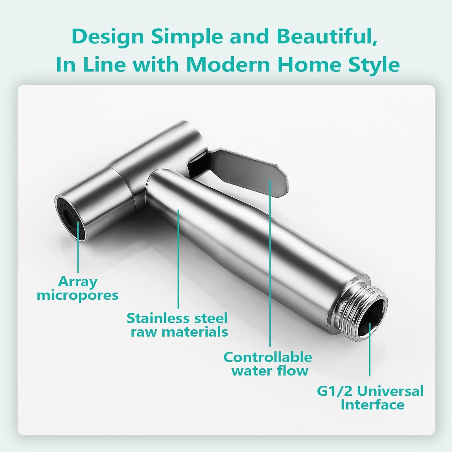 BARROCK 2 Pack Bidet Sprayer Head Only, Stainless Steel Handheld Shattaf Jet Spray for Toilet, Baby Cloth Diaper Sprayer with Adjustable Water Pressure Control, Brushed Nickel