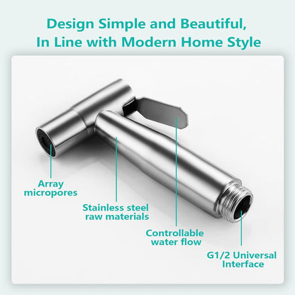 BARROCK 2 Pack Bidet Sprayer Head Only, Stainless Steel Handheld Shattaf Jet Spray for Toilet, Baby Cloth Diaper Sprayer with Adjustable Water Pressure Control, Brushed Nickel