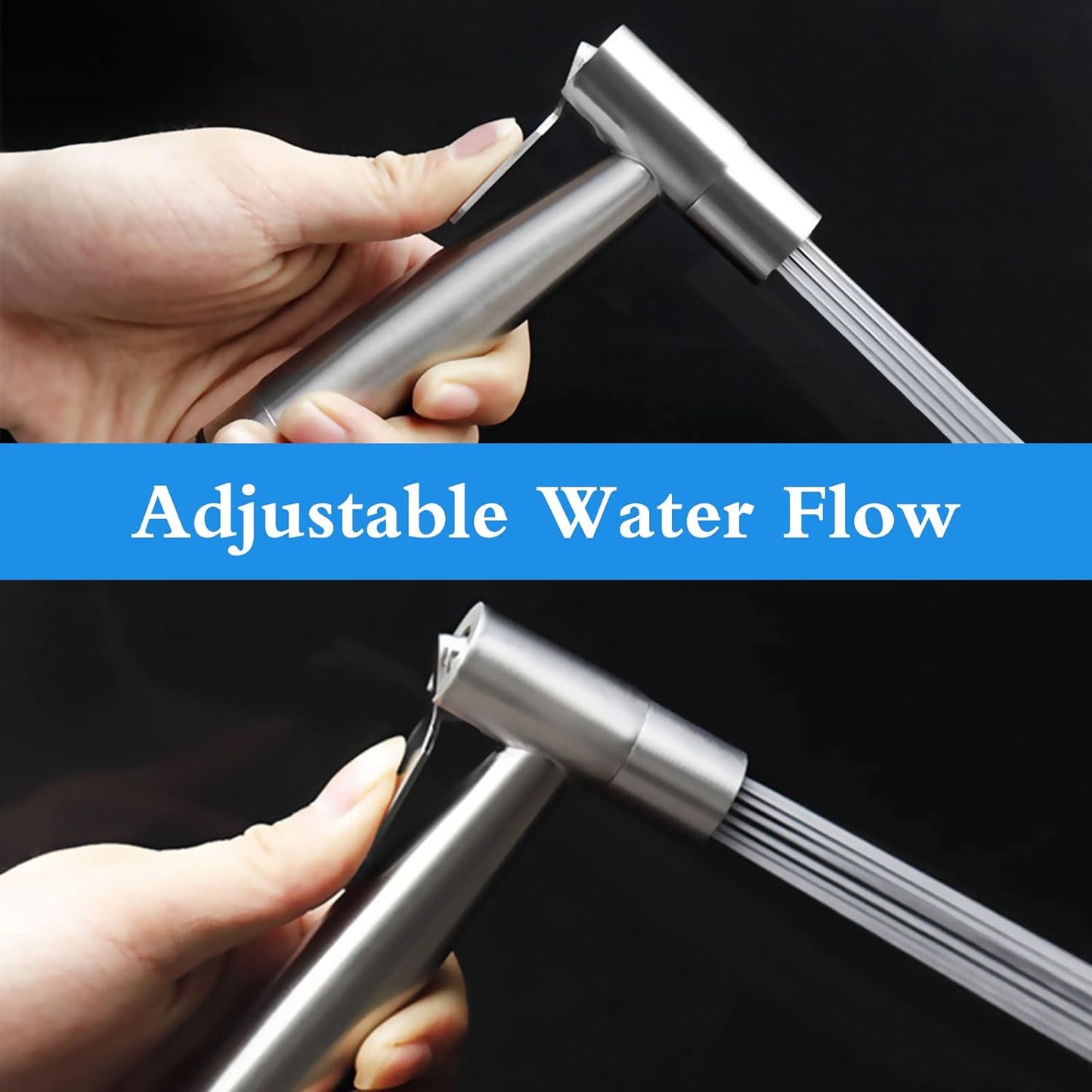 Ikaufen Handheld Bidet Sprayer for Toilet Adjustable Water Pressure Control Bidet Hose Attachment for Bathroom Shower Spray Stainless Steel Cloth Diaper Sprayer Kit