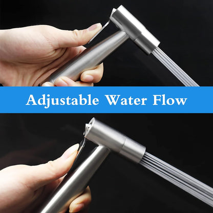 Ikaufen Handheld Bidet Sprayer for Toilet Adjustable Water Pressure Control Bidet Hose Attachment for Bathroom Shower Spray Stainless Steel Cloth Diaper Sprayer Kit