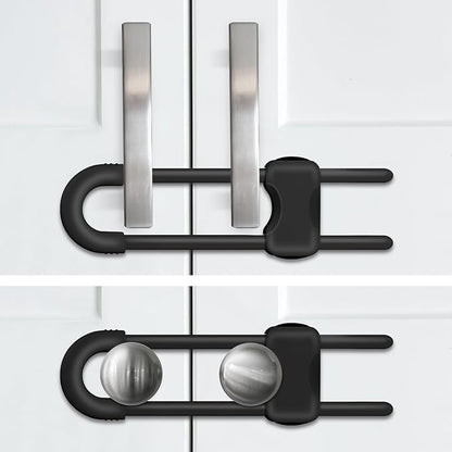 Baby Proofing Cabinets,Cabinet Locks for Babies,2 Pack U-Shaped Child Locks for Cabinets, Child Proof Cabinet Latches,Child Safety Cabinet Locks with Adjustable by SPISPI (Black)