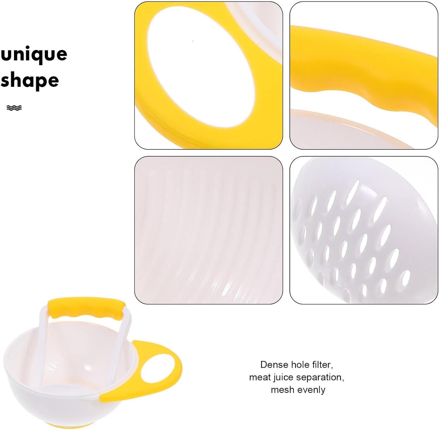 Baby Food Masher 2 Sets Mashing Bowl with Handle Masher, Manual Baby Food Grinder Bowl Set (Green, Yellow)