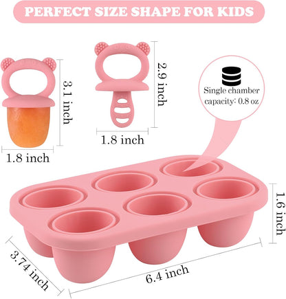 Moukiween Toddler Popsicle Molds Baby Food Storage Containers Suitable for Fresh Frozen Fruit Puree and Yogurt Ice Cream with Handle Food Freezer Trays (Grey)