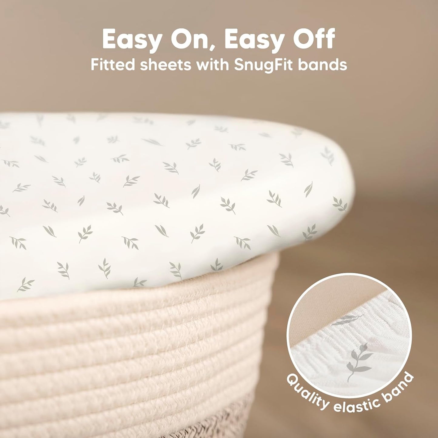 2-Pack Organic Bassinet Sheets for Girls, Boys - 100% Cotton Bassinet Mattress Sheets Compatible with Halo Bassinest Swivel Sleeper, Graco, Baby Delight, Chicco, Unisex Fitted Bassinet Sheets (Elly)