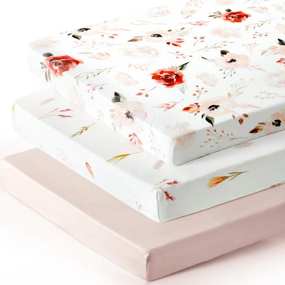 GRSSDER Stretch Ultra Soft Jersey Knit Fitted Pack n Play Playard Sheets Set 2 Pack，Fits Portable/Mini Cribs Sheets, Playards Mattress Pads, Stylish Watercolor Animals for Baby, Mint Green