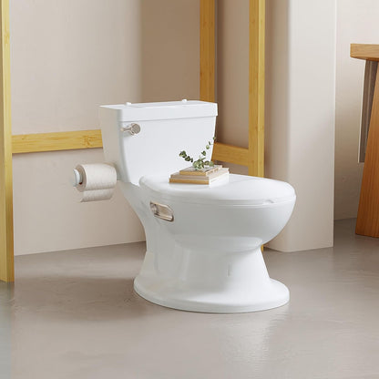 2-in-1 Toddler Potty Training Toilet, Potty Training Toilet for Toddlers, Washable Split Potty with Soft Seat, Realistic Flushing Sound for Boys & Girls Ages with Wipes Storage, Toilet Paper Holder
