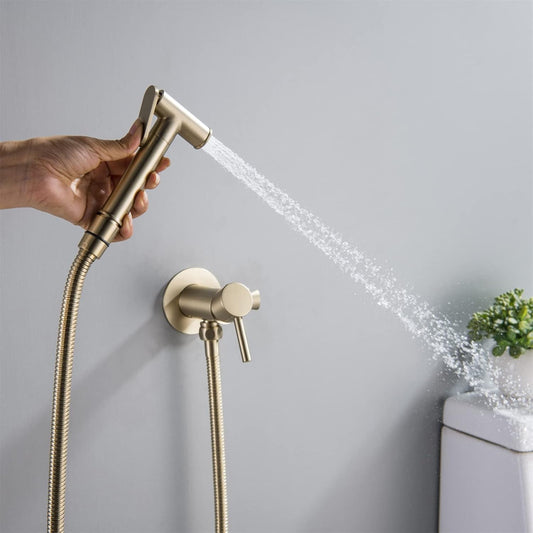 Bidet Sprayer for Toilet, Wall Mounted Hot and Cold Bidet Faucet, Handheld Cloth Diaper Sprayer Kit,Chrome(Gunmetal Gray)