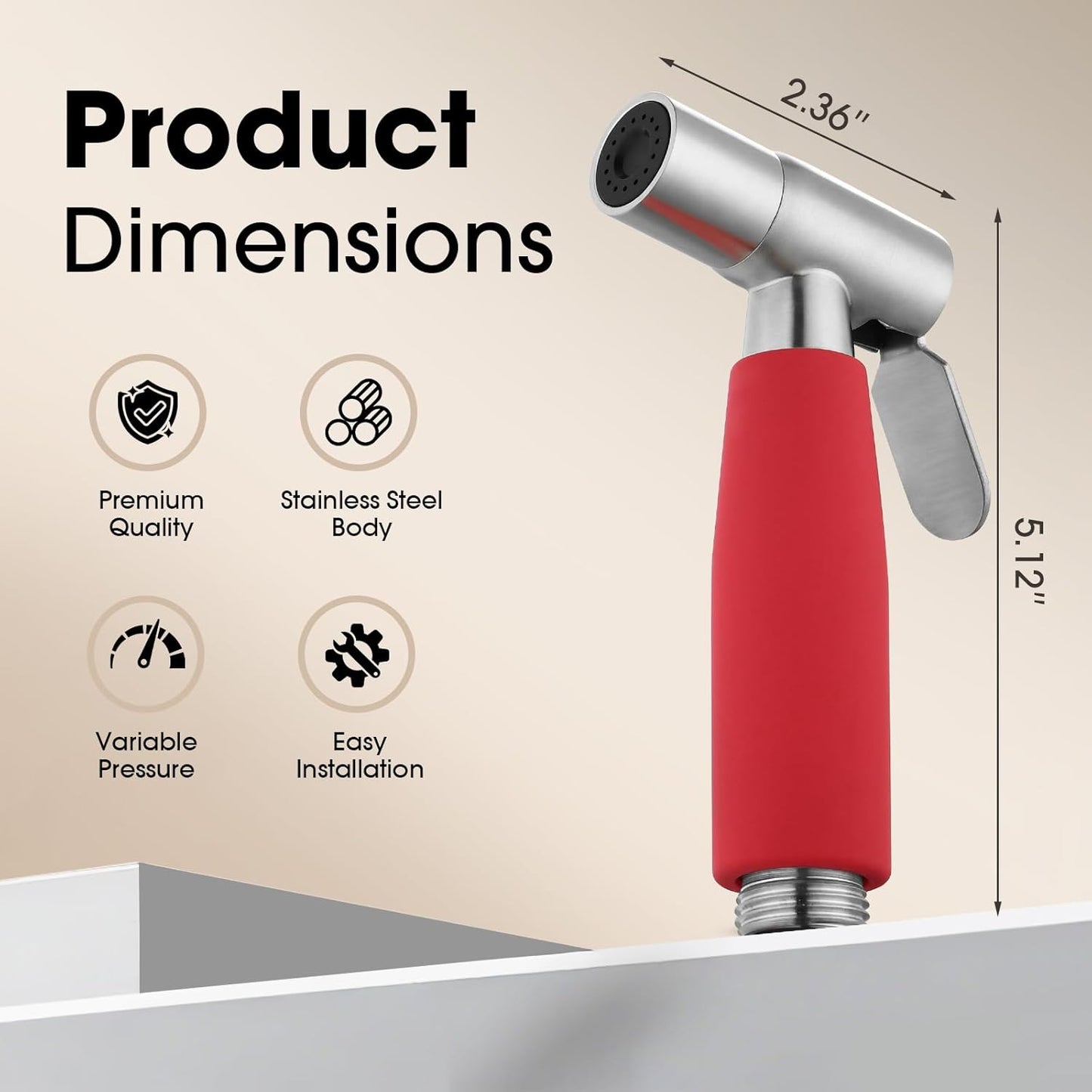 Handheld Bidet Sprayer Head,Stainless Steel Muslim Shower Head for Toilet,Adjustable Pressure Jet Sprayer for Feminine Hygiene and Pet Bath Bathroom Cloth Diaper Cleaning (Multicolor)