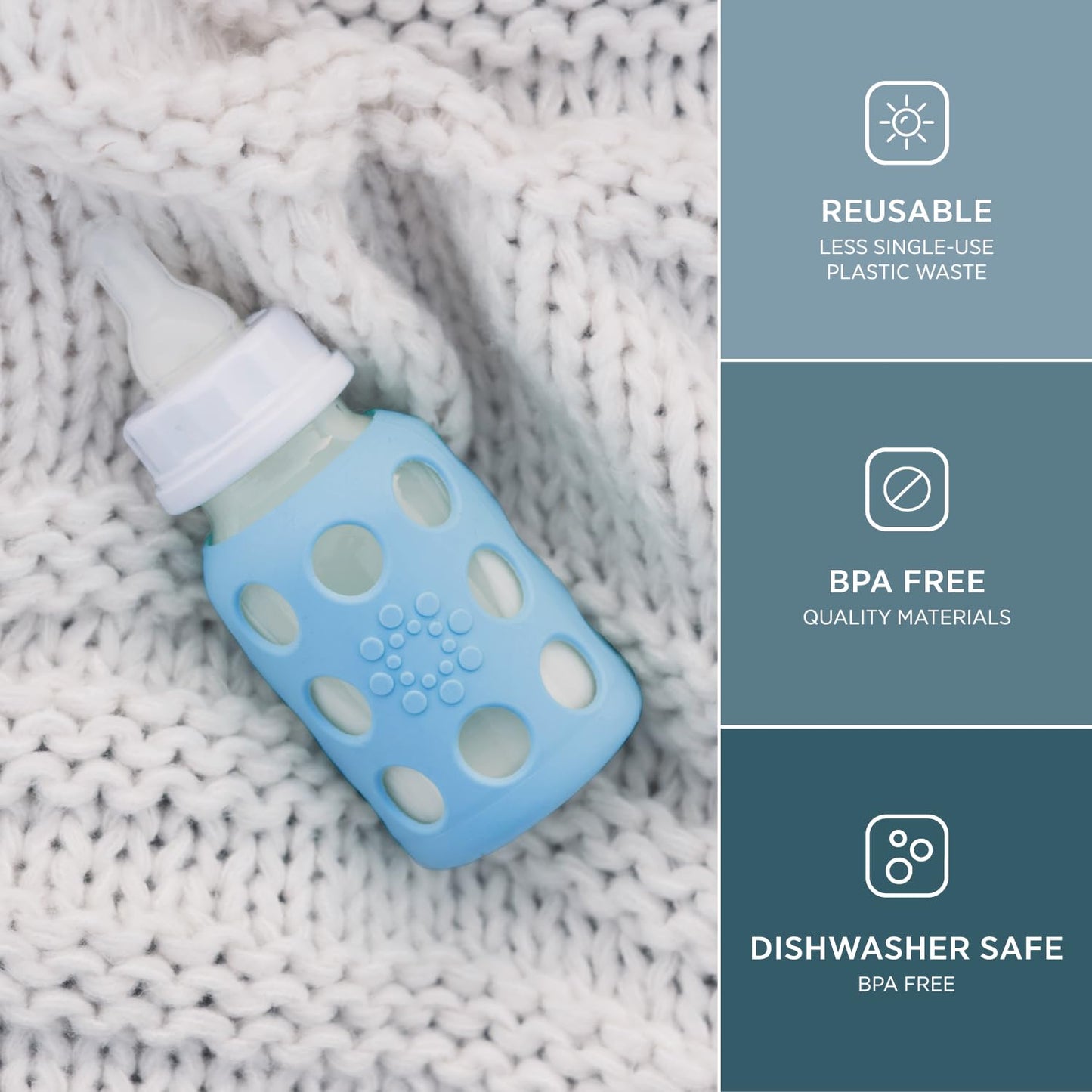 Lifefactory Glass Baby Bottle with Stage 1 Nipple and Protective Silicone Sleeve Cantaloupe, 4 Oz