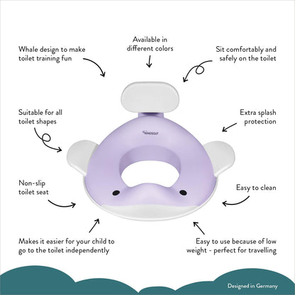 Kindsgut Whale Potty Training Seat for Toddlers – Kids Toilet Seat with Backrest, Non-Slip, Fits Round & Oval Toilet Seats, Designed in Germany, Peach