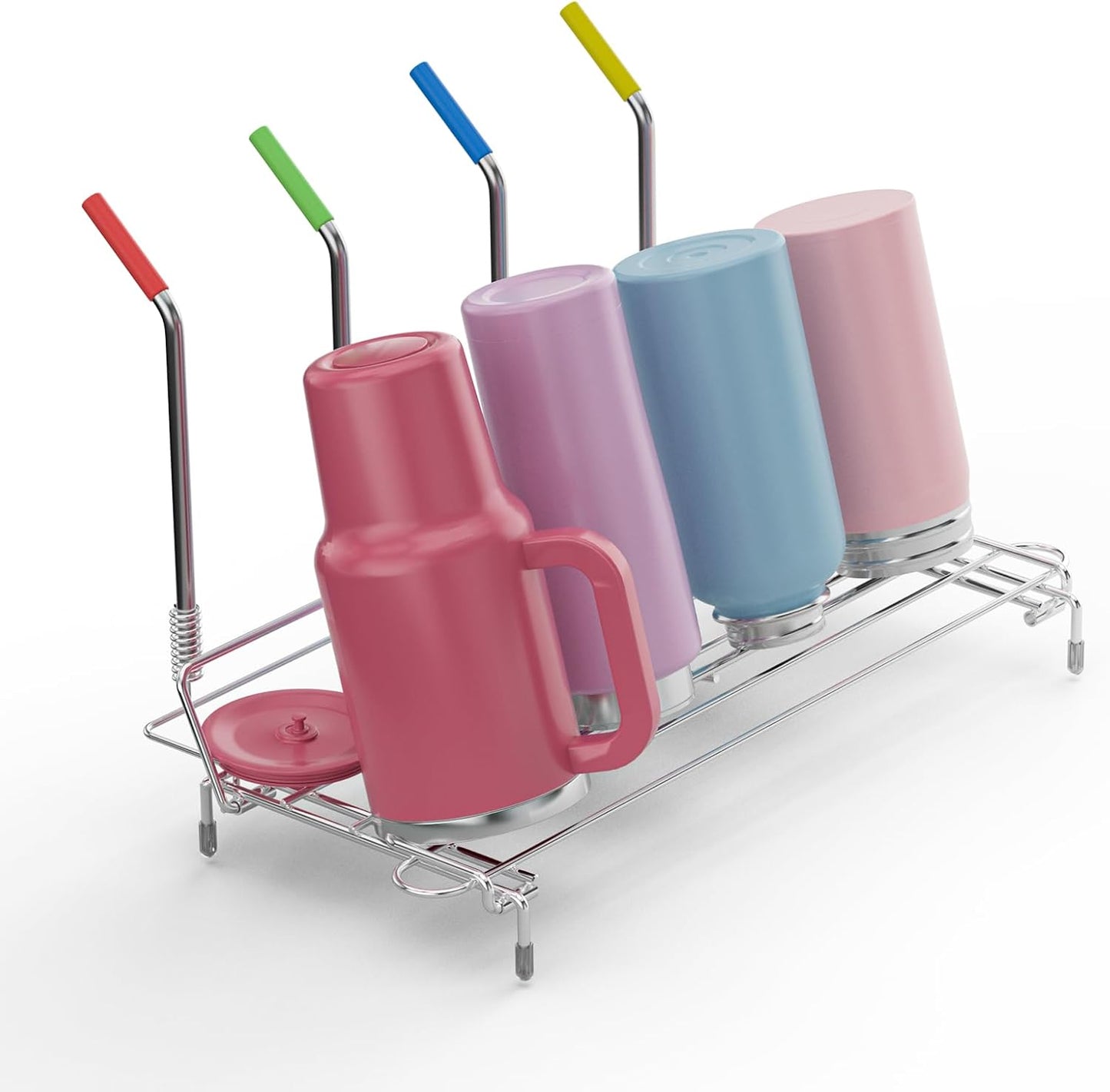 Baby Bottle Drying Rack Organizer Stainless Steel Large Countertop Glass Water Bottle Dryer Holder with Diatomite Stone Quick Dry Easy Clean and Brush Holder